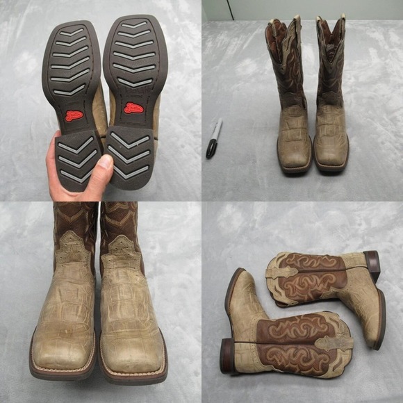 Justin Cowboy Boots Womens 6 B Brown Leather SVL7207 Western Rodeo Chevron‎ - Picture 1 of 16